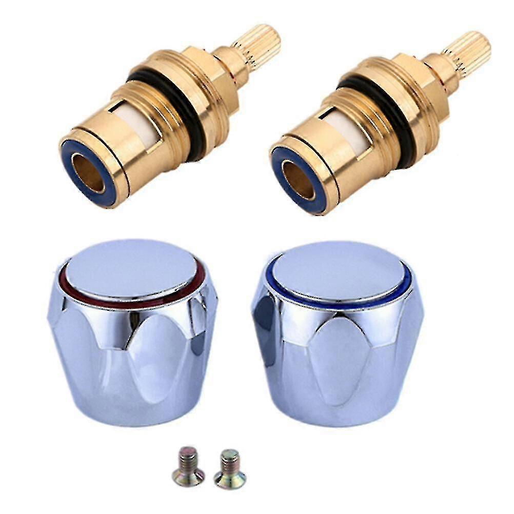 1 Set Tap Handle Replacement Parts Hot Cold Tap Valves Knob Handle And Spool-HP