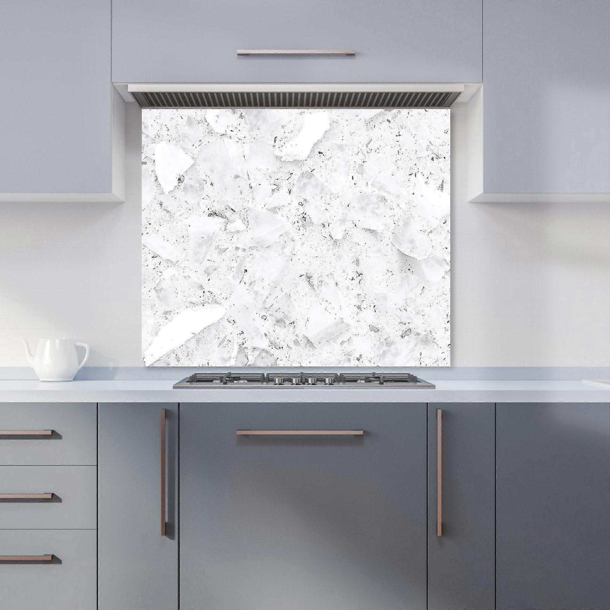 Ice White Quartz Effect Kitchen Splashback
