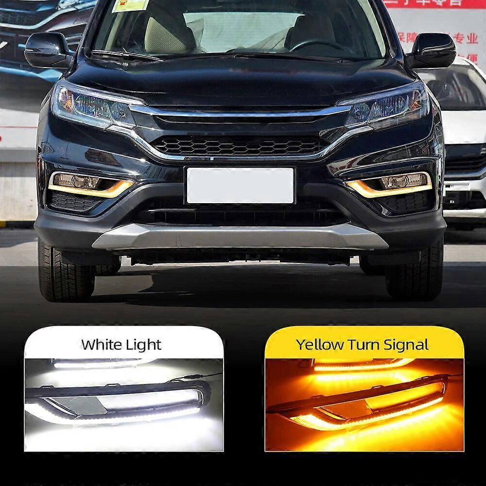 For Honda CRV CR-V 2015 2016 LED Car DRL daytime running light Bumper Front Fog lamp Turn Signal yellow