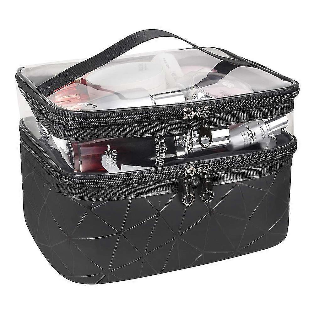 Toiletry Bag Double Layer Cosmetic Bag Transparent Large Makeup Bag