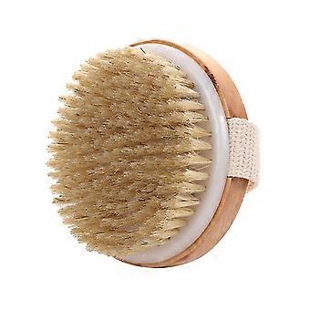 Body Brush Dry Skin Bath Shower Brush Back Scrubber Natural Bristles Exfoliating Cellulite Brush Bamboo Wood(2pcs ,brown)