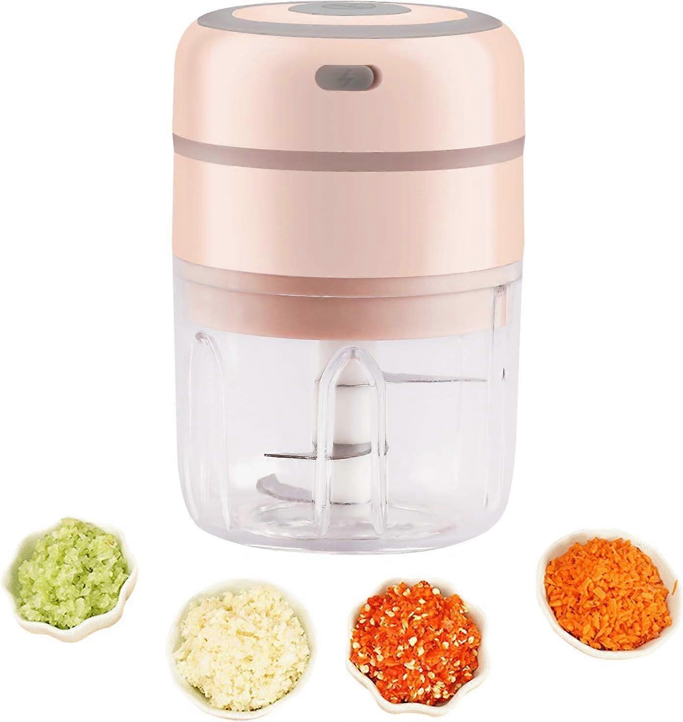 Pink 250ml Mini Electric Food Processor Chopper Grinder for Meat Garlic Oni