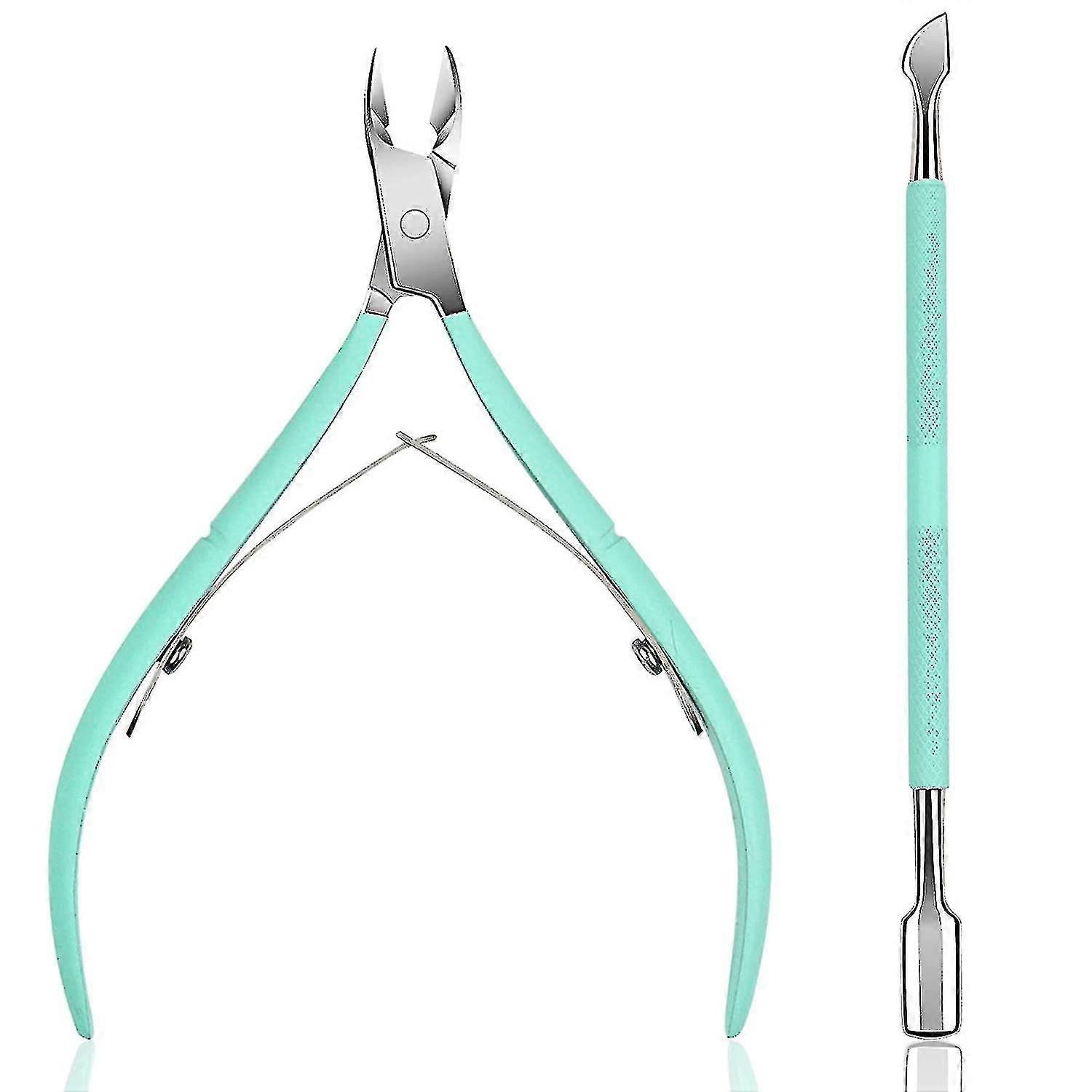 Cuticle Nipper With Cuticle Pusher - Green