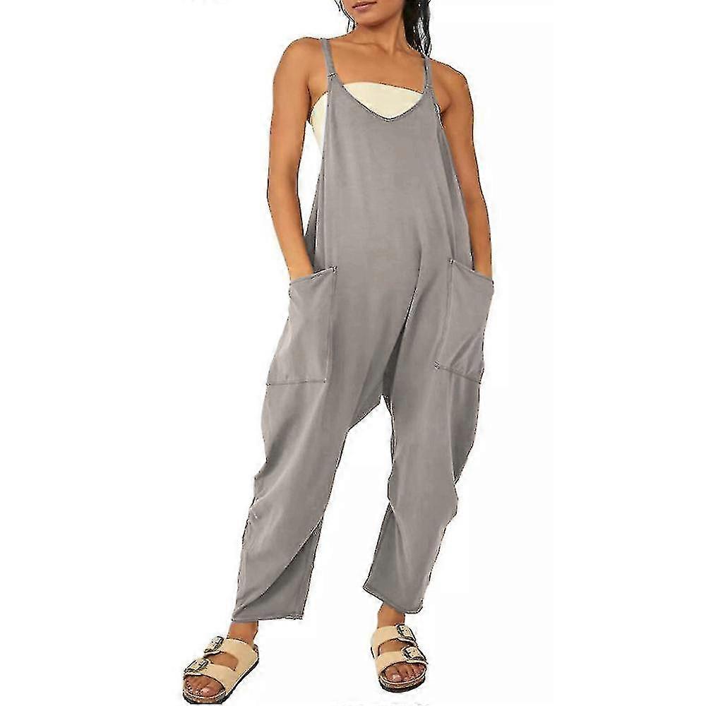 Femmes Décontractées Combinaison Oversize Harem Long Bib Pants Dungarees Baggy Jumpsuit