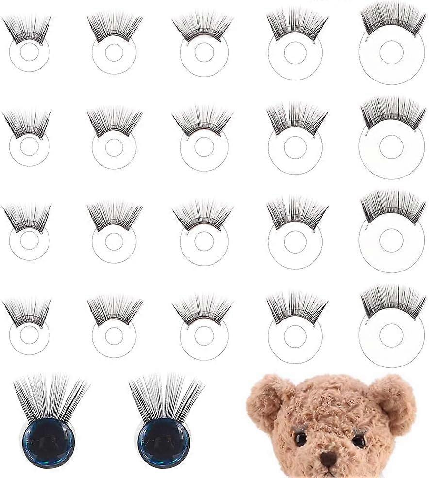 20pcs Safety Eyelashes 5 Sizes Eyelashes for Doll Making Eye Make Up Accessories Crafts Eyelashes Plastic Stuffed Crochet Eye Lashes for Amigurumi Pup
