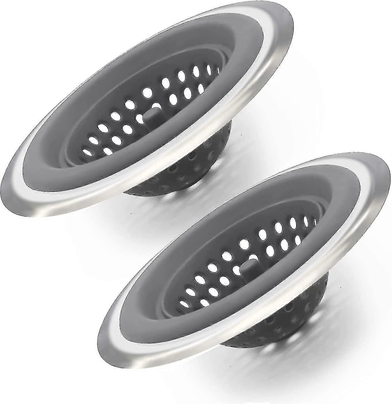 Stainless Silicone Kitchen Set Of 2 Sink Strainer(gray)