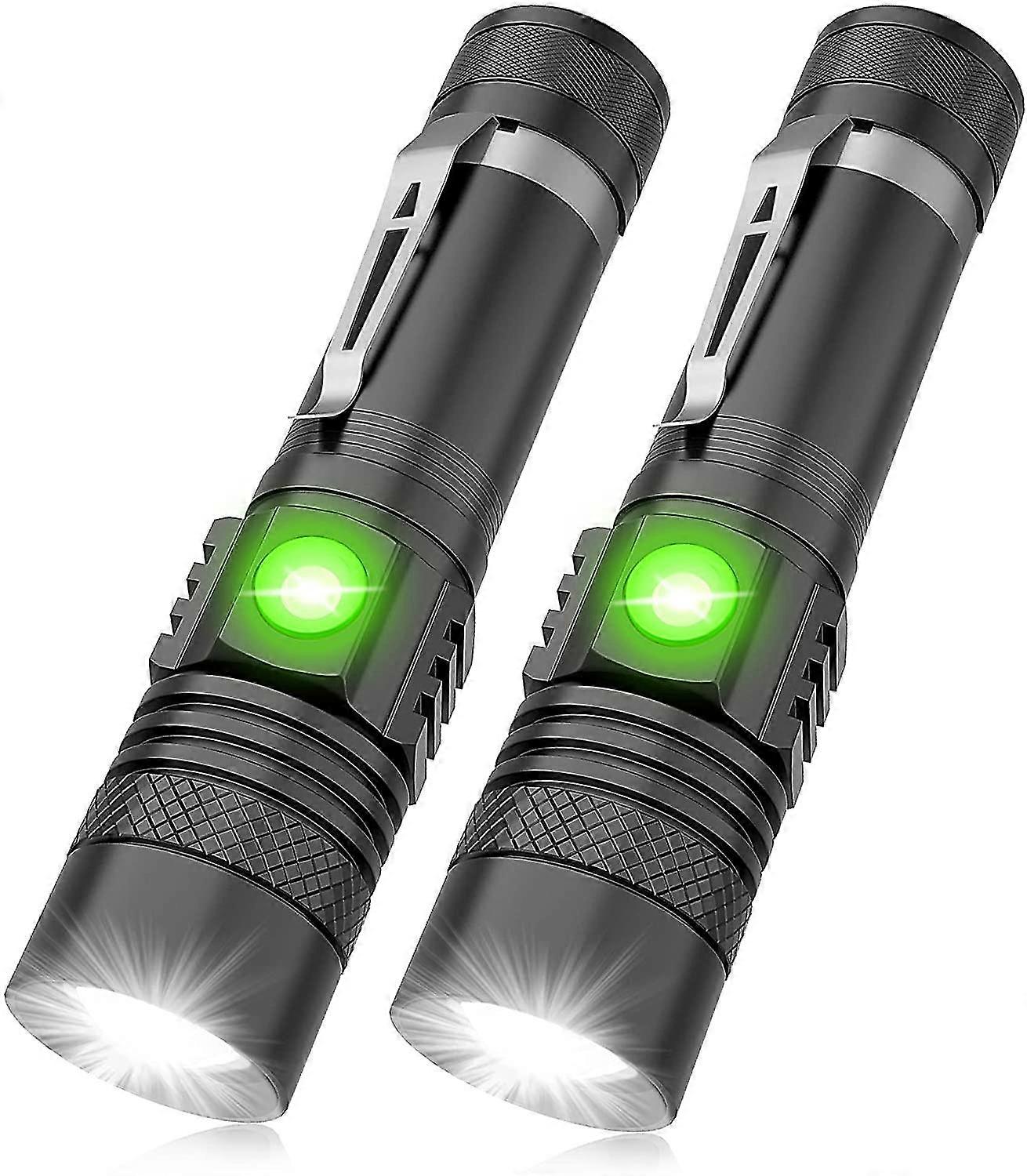 Led Torch Rechargeable, Torch Super Bright Usb Rechargeable Torch Flashlight, Zoomable, Water Resistant, Small Pocket Torch For Camping Hiking(2pcs-b