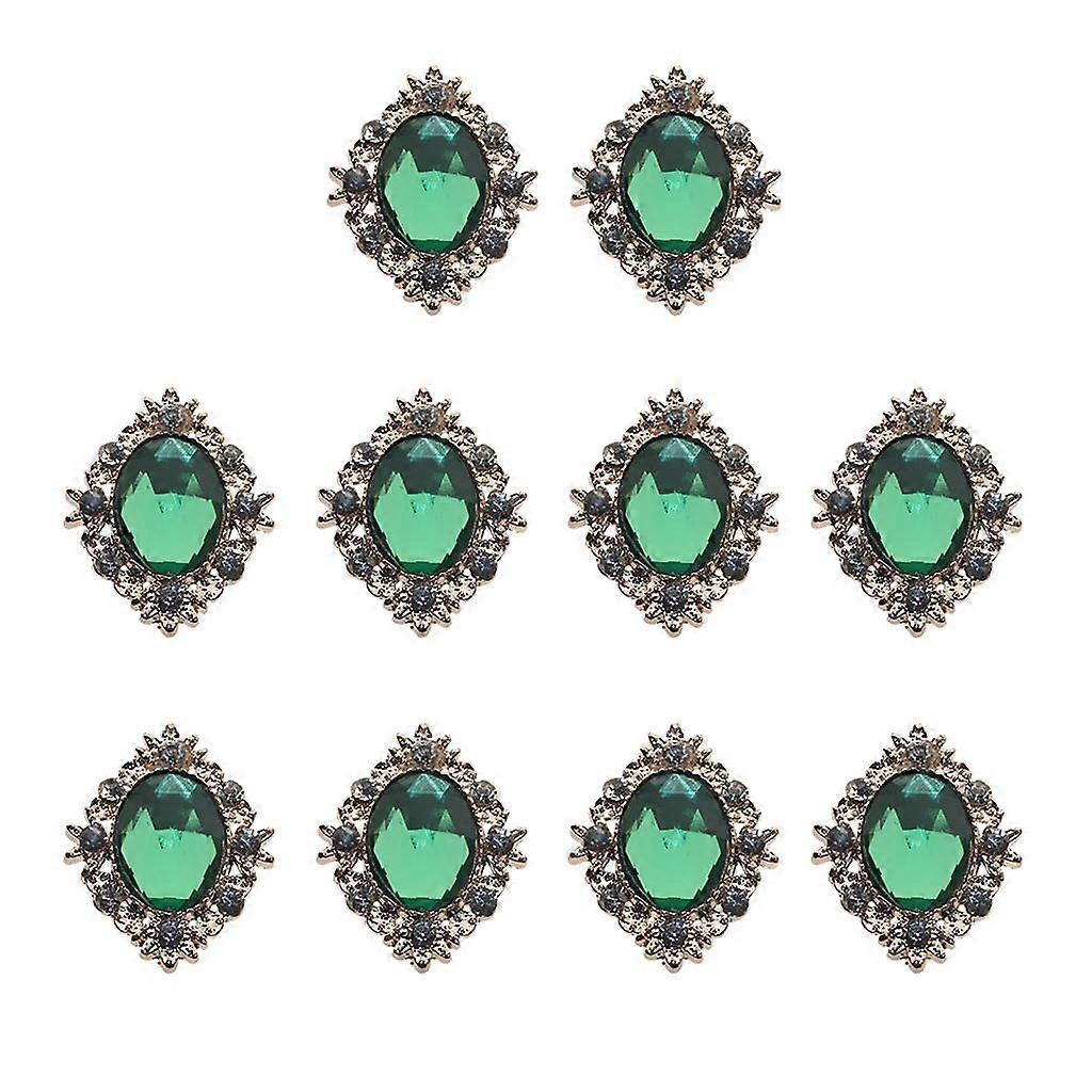 10pcs Rhinestone Flat Back Beads Button Scrapbook Embellishment  Green