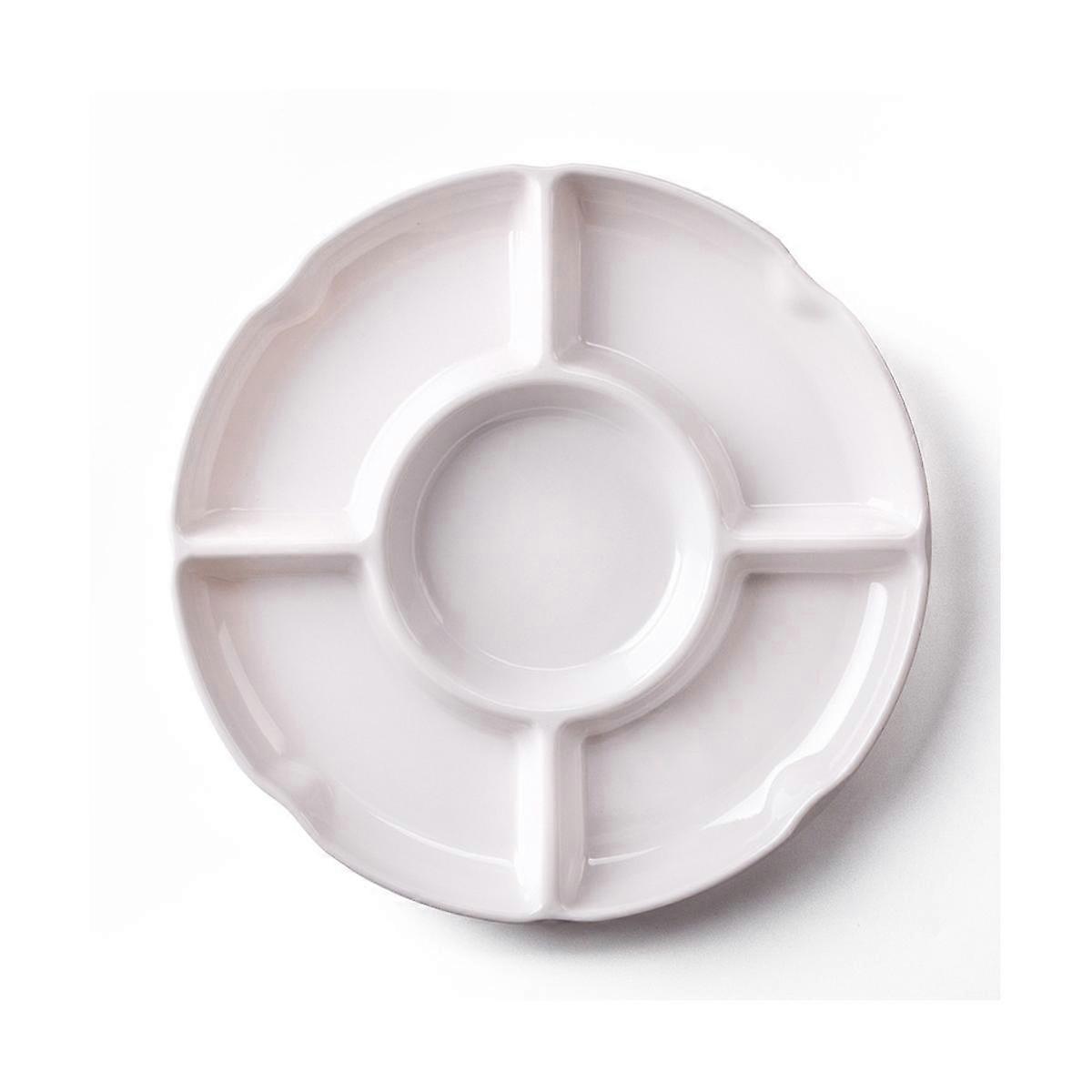 5 vassoi rotondi in plastica combinati, dimensioni: 13 pollici, divisorio in plastica bianca