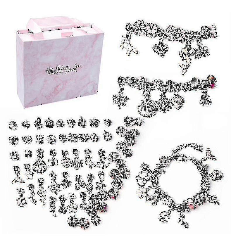 チャームブレスレット作りキットDIYクラフトジュエリーギフトセットキッズガールズティーン-9