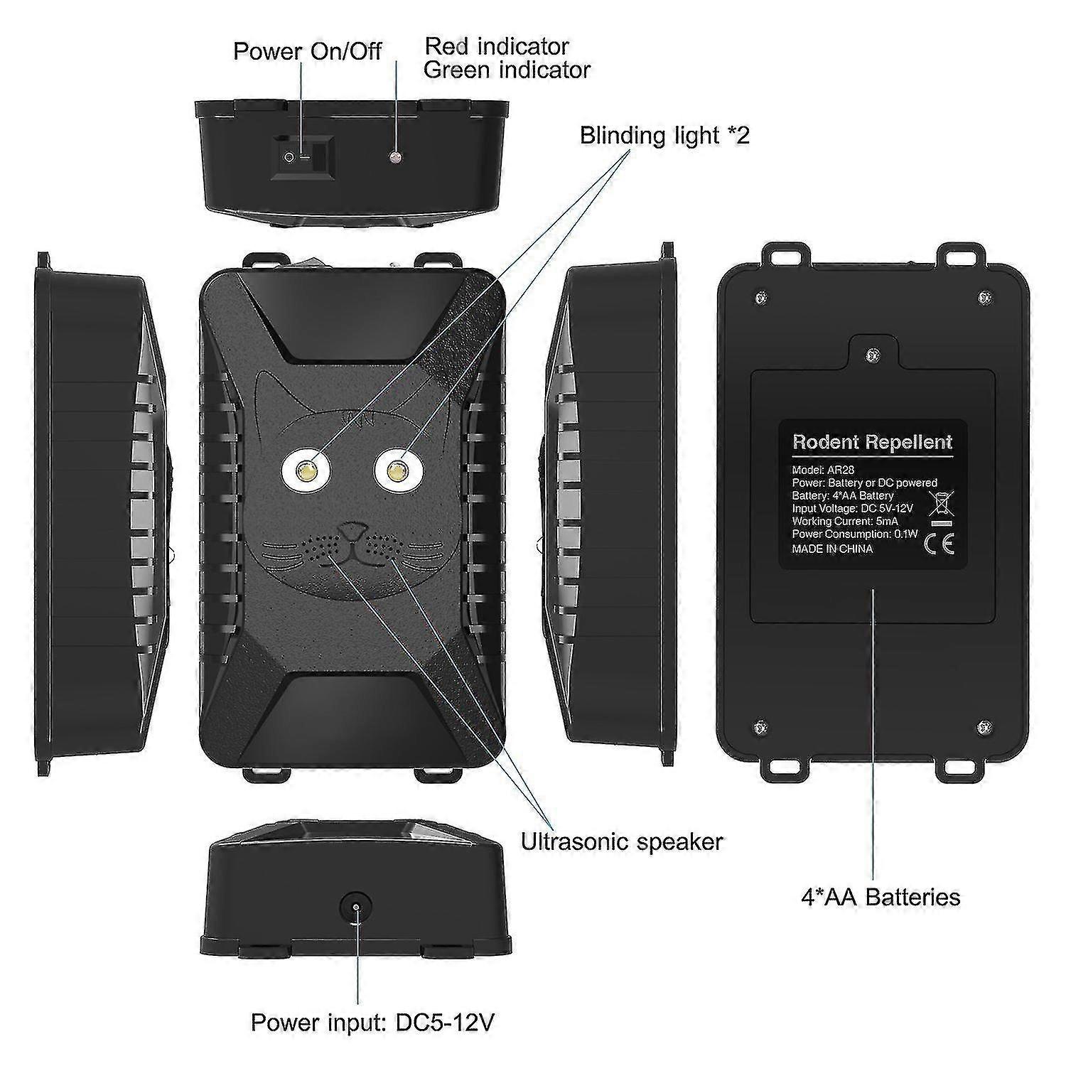 3 In 1 Powered Mice/rodent/mouse/rat Repellent For Car/vehicle Under Hood Ultrasonic Pest Repeller Marten Repeller
