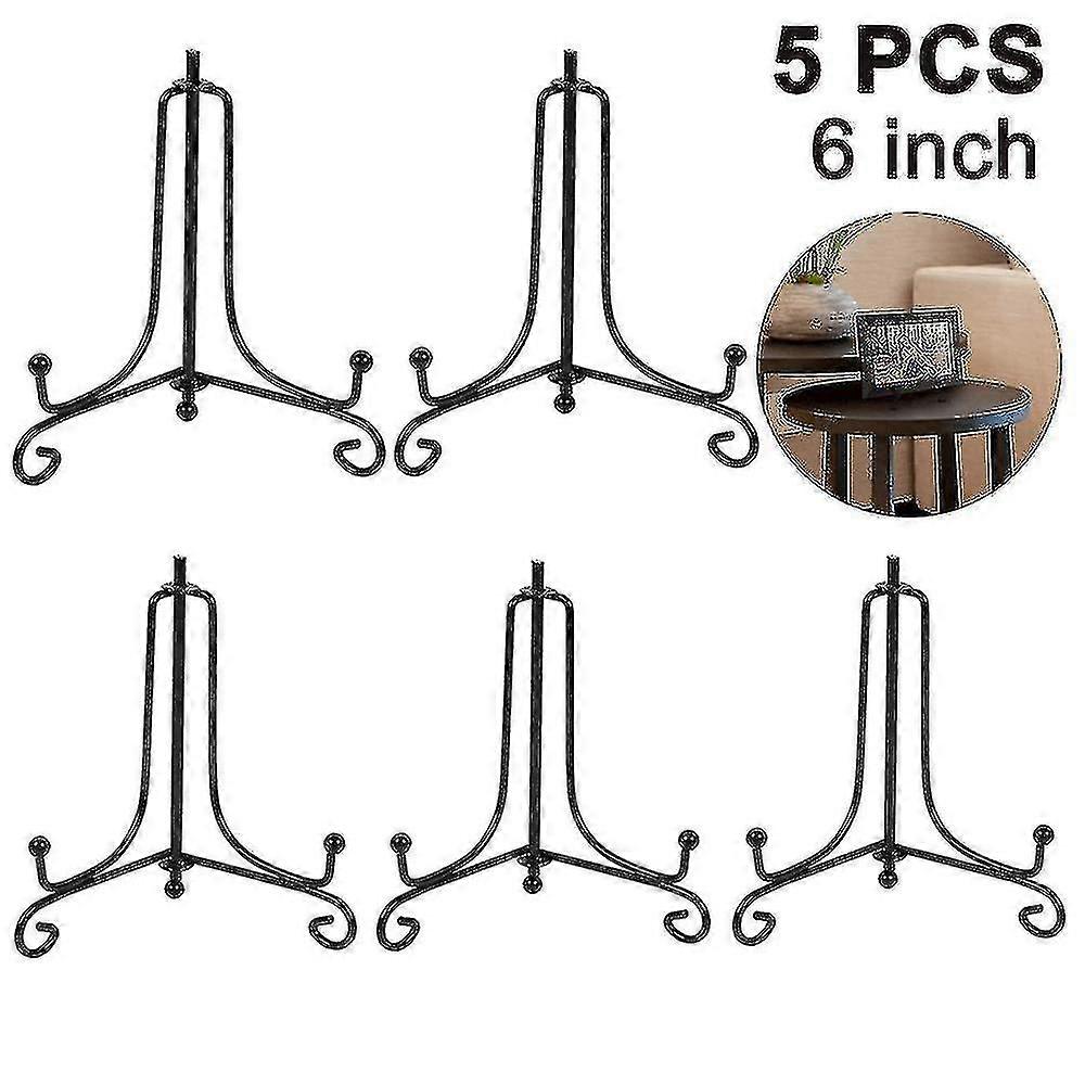 5 Pack Iron Display Stand, Black Iron Easel Plate Display Photo Holder Stand, Displays Picture Frames, Decorative Plates, Tablets And Art