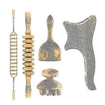 5 Em 1 Maderoterapia Kit Wood Therapy Massagem Ferramenta Anti-celulite Massageador Set(,)