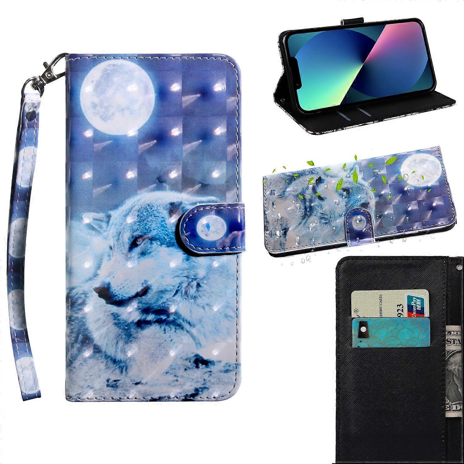 3D Painting Pattern Coloured Drawing Leather Phone Case For iPhone 14