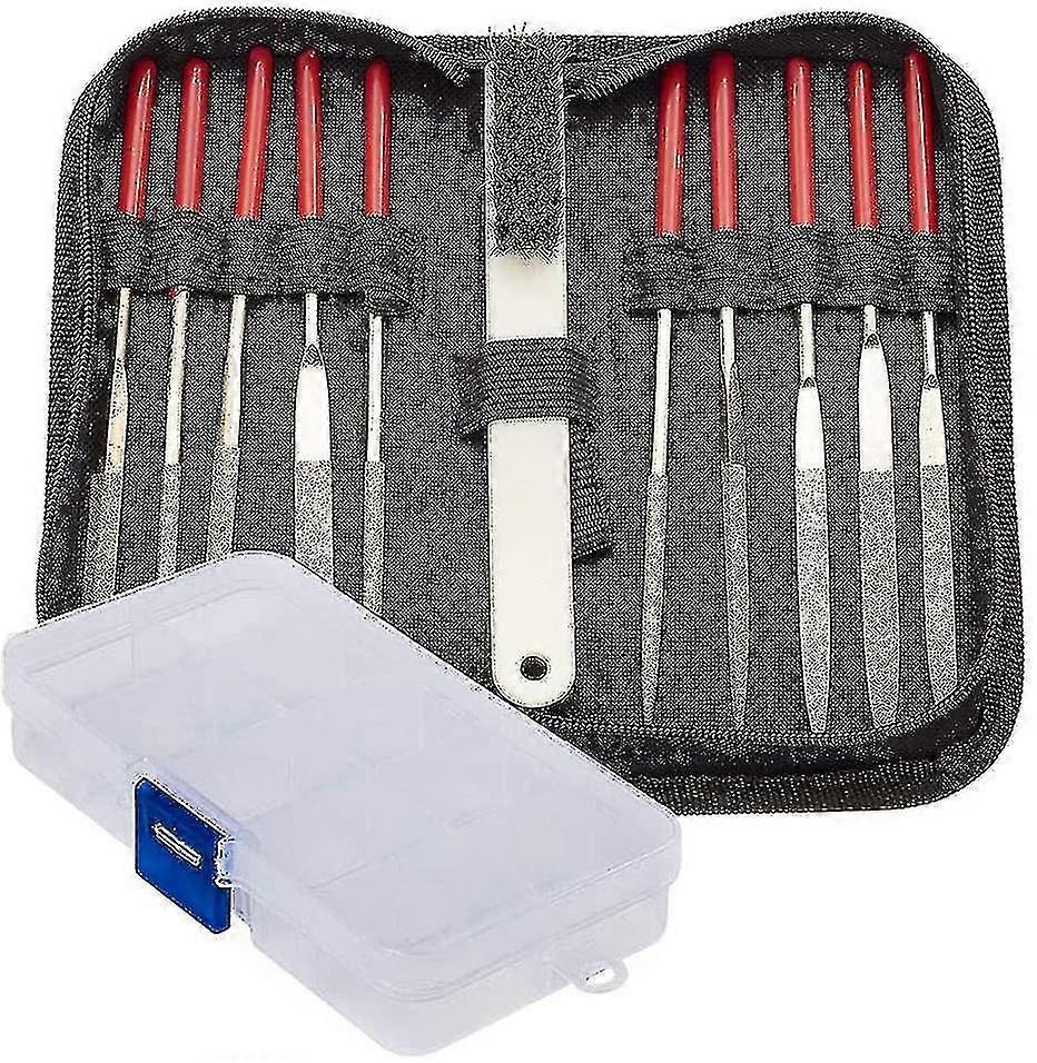 Diamond Needle File Set With Storage Box Clean Brush, Tool Kit For Sharpening And Deburrin