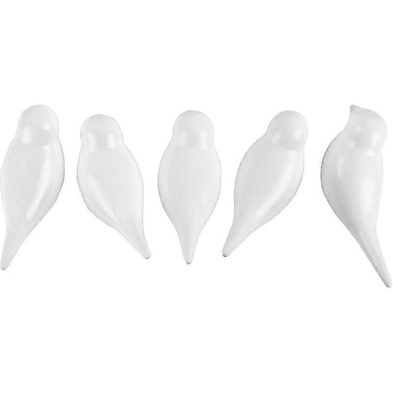 Bird Wall Hook In White Bird Design Versatile Wall Hanger For Coat Hat Towel Bag Key Rustic Bird Wall Decor With Eco-friendly Resin, Set Of 5 - White