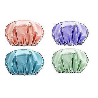 Shower cap, 4-piece set for women's shower caps, double-layer waterproof layer