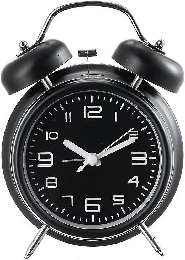 Loud Alarm Clock for Heavy Sleepers - Twin Bell Analog Clock with Backlight - Black