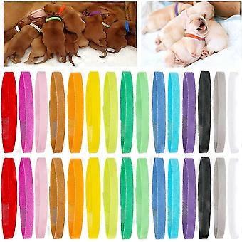 15 Pcs Puppy Whelping Collars Newborn Pet Collars Double-sided Soft Adjustable Id Bands Puppy Collars For Litter Newborn Pet(Random color)