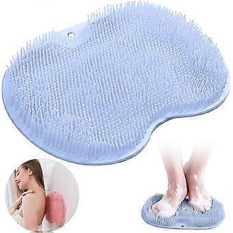 Non-Slip Silicone Back Massage Mat, Massage Cleanser with Non-Slip Suction Cups, Back Exfoliator - Cleans, Exfoliates, Massages Your Back (Blue)