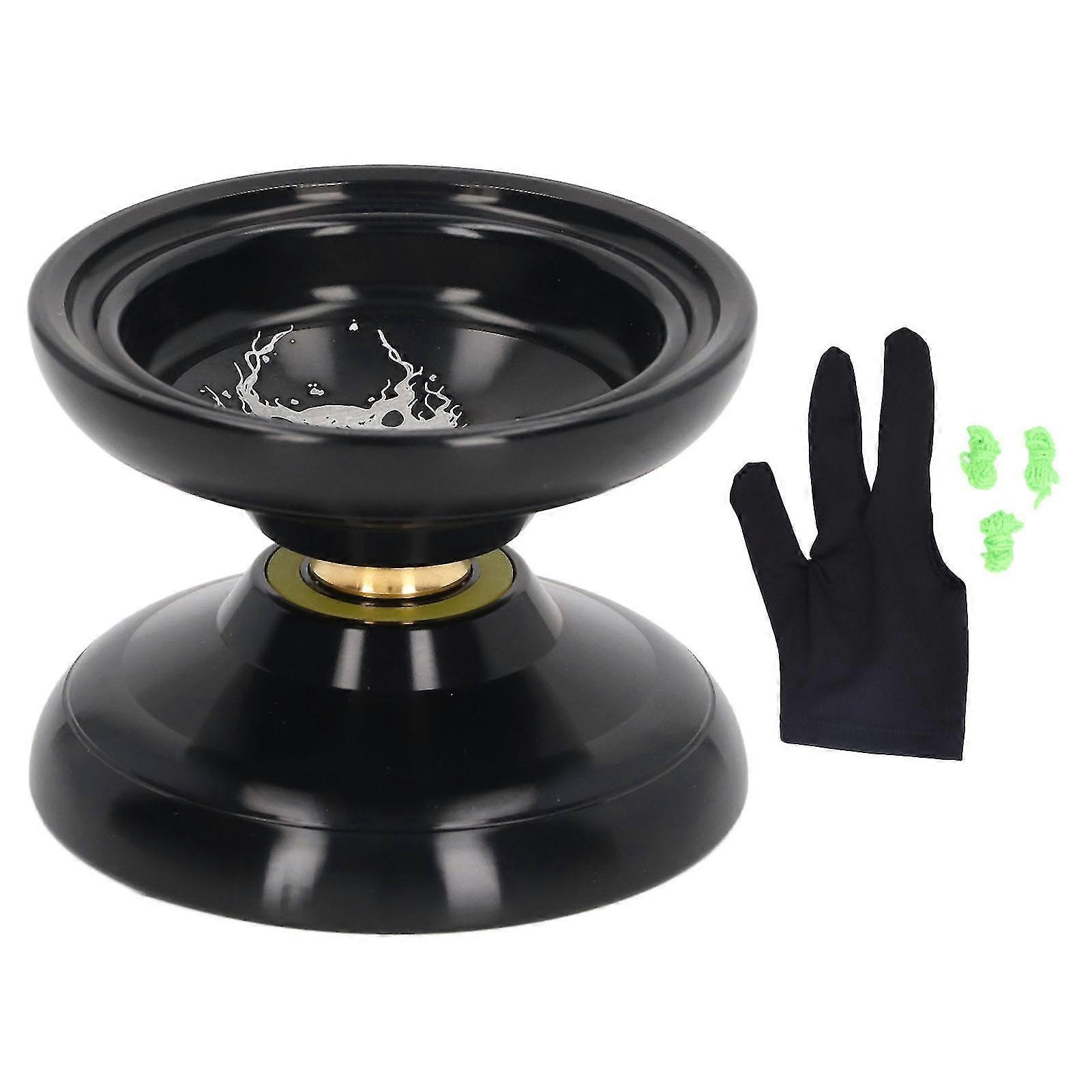Aluminum Alloy Yoyo Ball - Black | 3pcs Strings & Glove