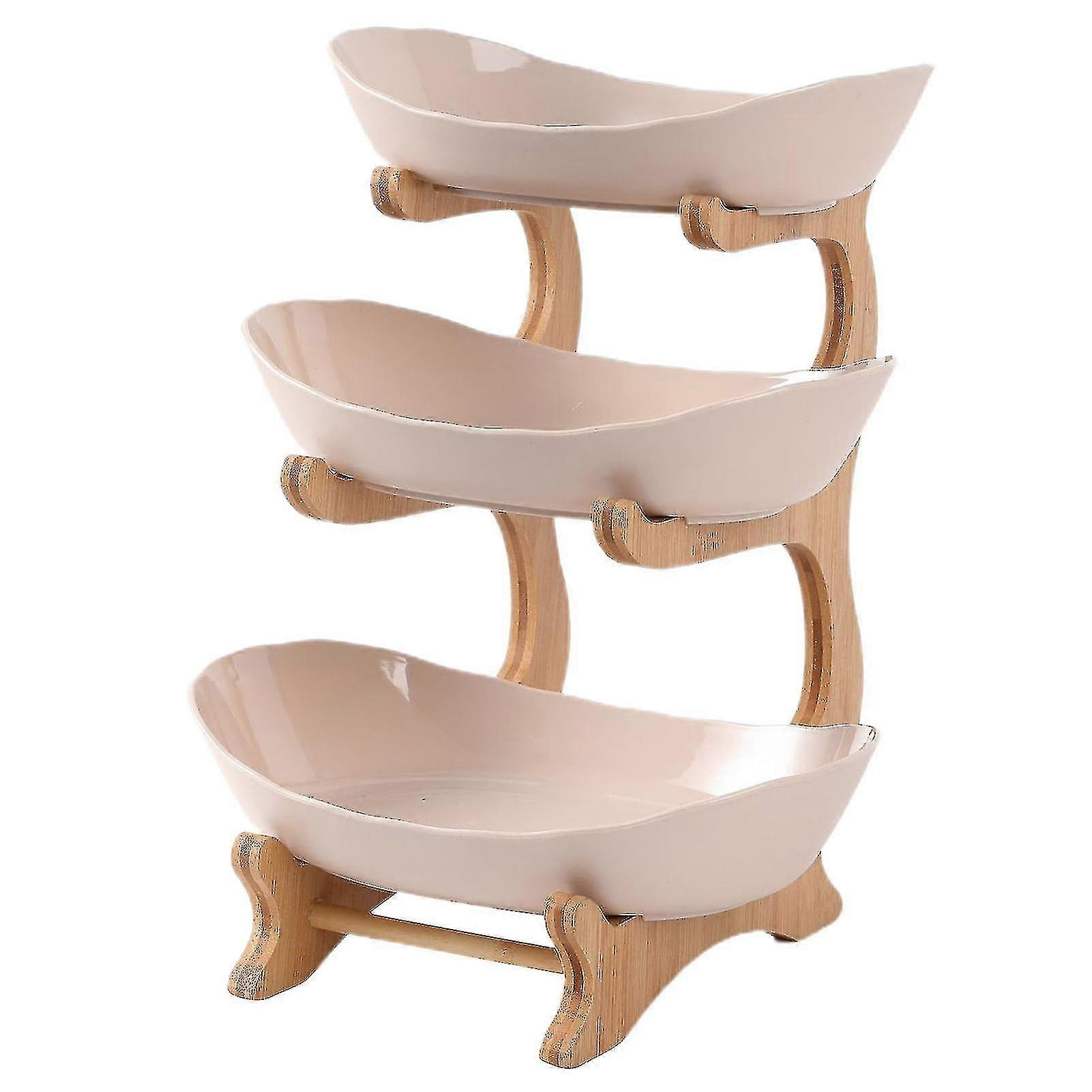 Snack Container Triple Layer Large Capacity Ceramic Stand Appetizer Fruit Plate Home Supplies