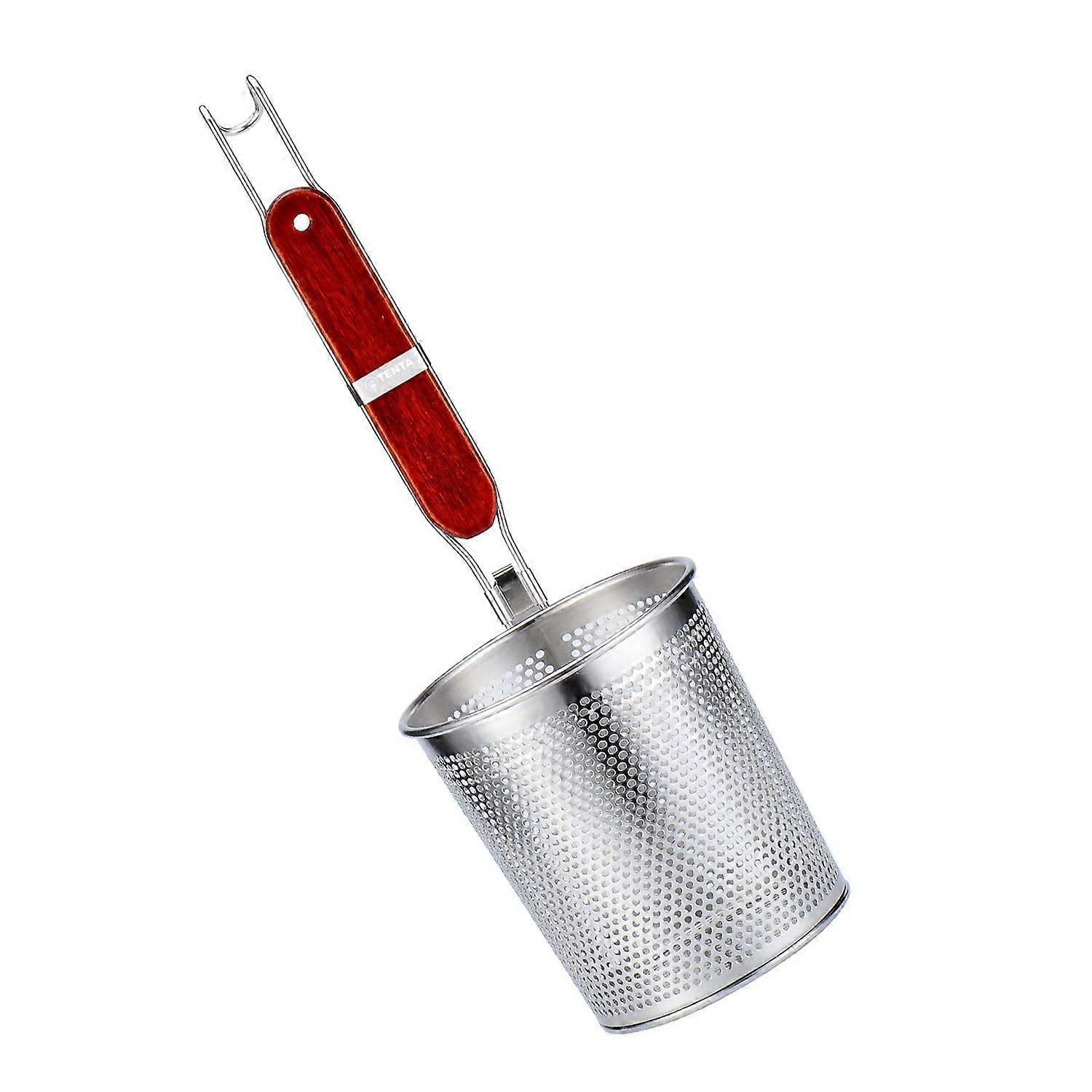 Køkken Mikroperforeret rustfrit stål Pasta Kurv Mesh Spider Food Dumpling Noodle Strain, Fine Mesh Skimmer Køkken Fin sigte mesh sil Wit