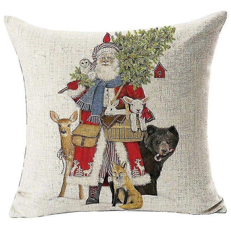 Square Christmas Santa Pattern Cushion Cover