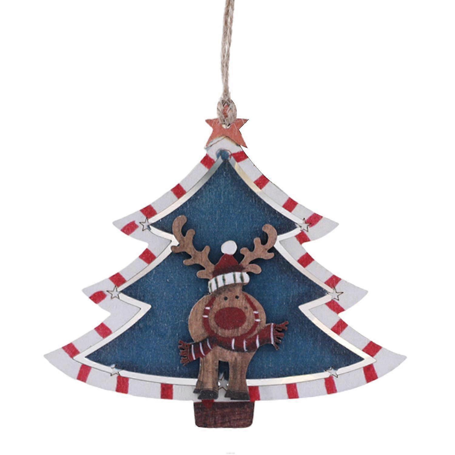 Xmas Pendant Decorative Personalized Wood Christmas Tree Pendant with Snowman for Home