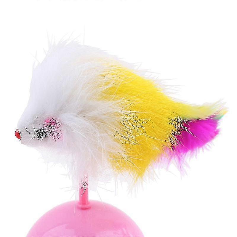 1pc Feather Mouse Cat Toy Tumbler Cat Toys Ball Kitten Mouse Toys Interactive Colorful Feather Pet Toys For Cats Diameter 5cm