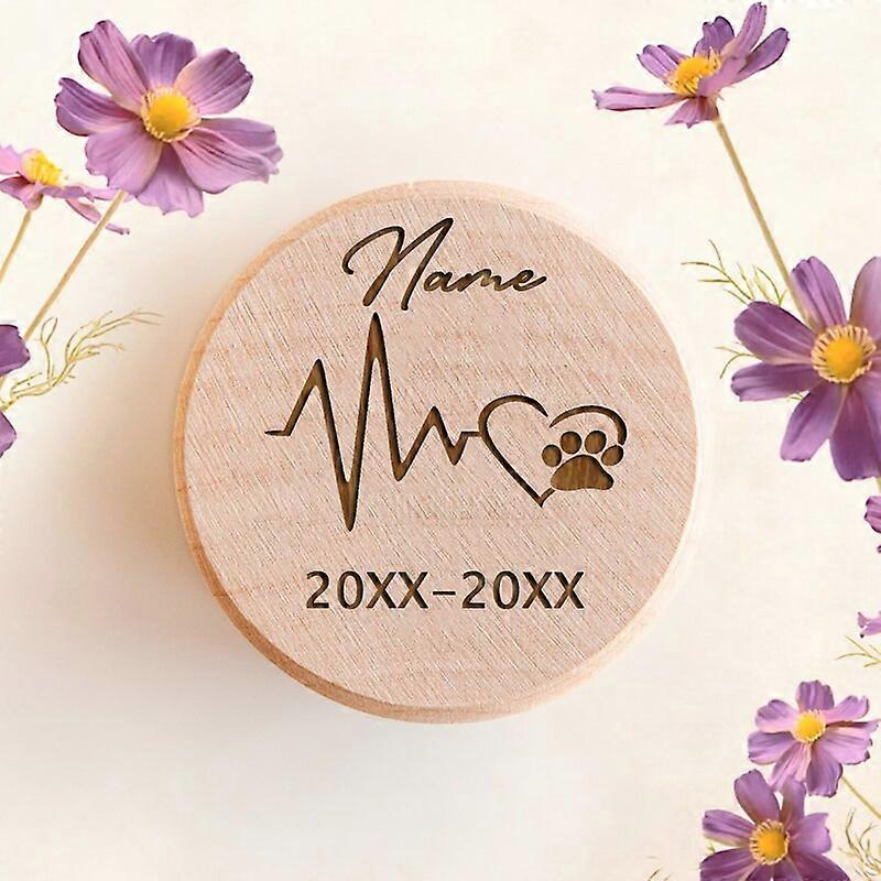 Personalized Custom Name engraving pet fur hair set storage box cat dog teeth custom wooden box save gift lost pet memorial box NO.7 Name birth - deat