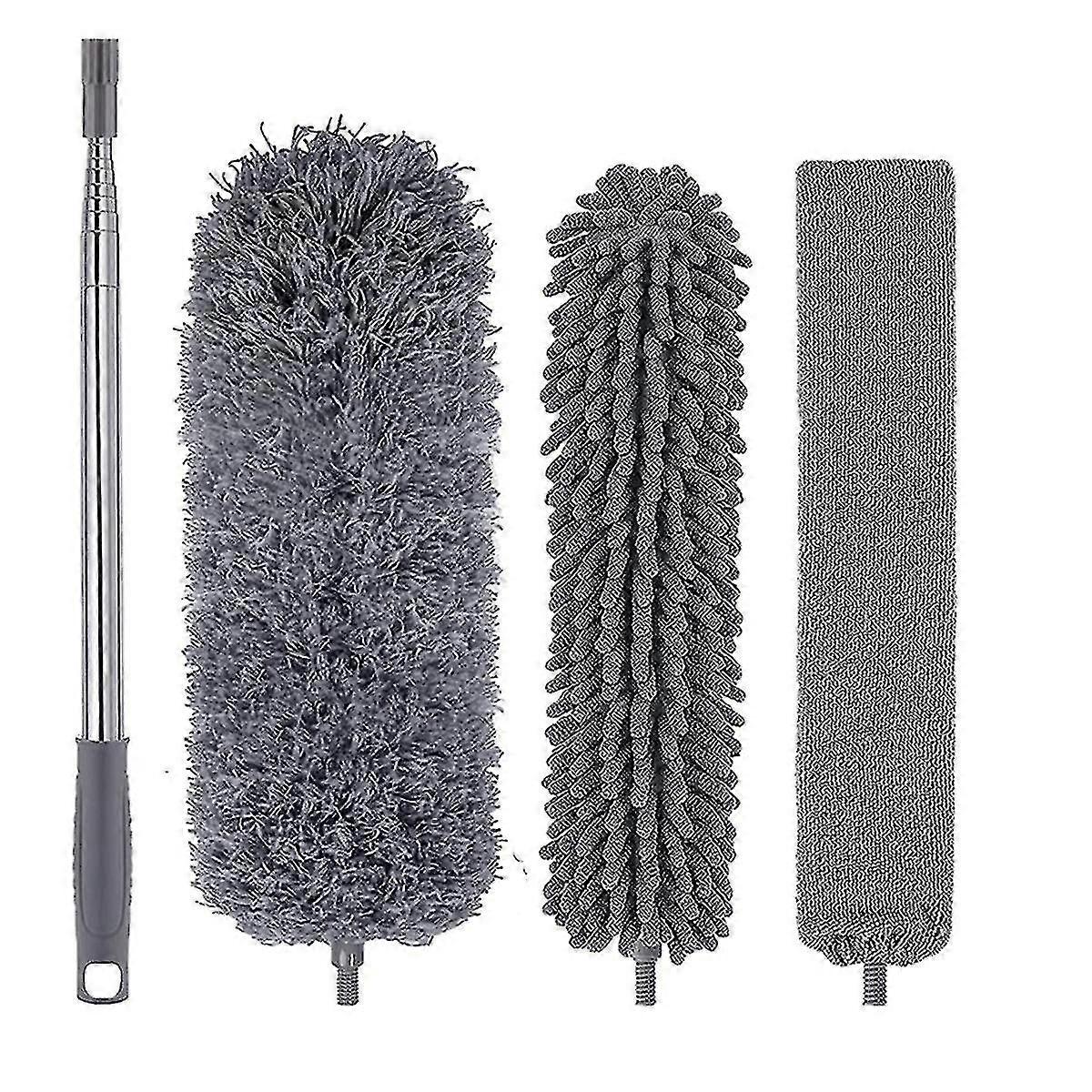 4pcs Microfiber Duster Kit With Extension Pole 30-110 Inches For High Ceiling For Cleaning Cobweb