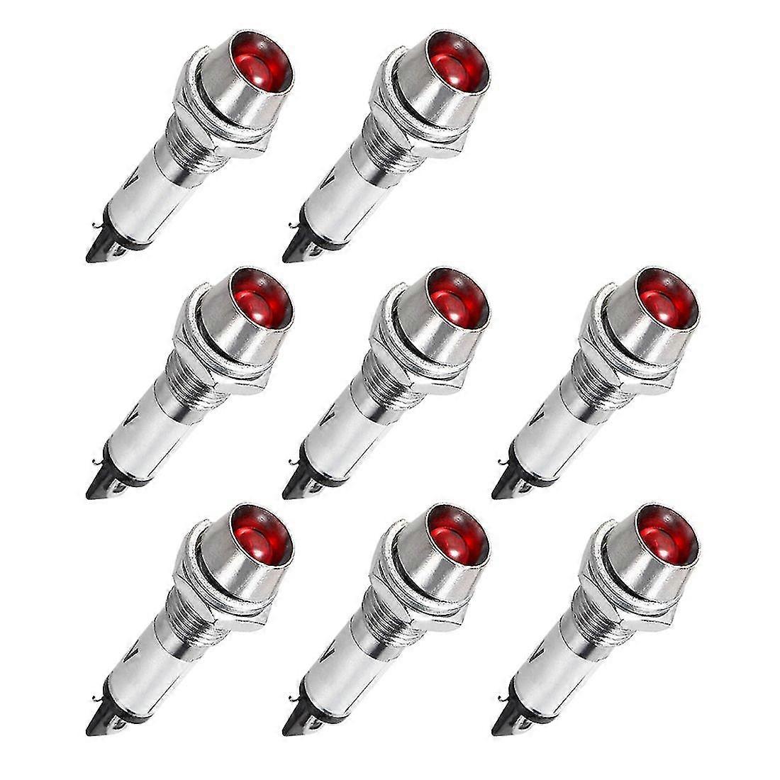 Indicator Light Dc 24v, Red, Metal Shell Panel Mount 5/16" 8mm 8pcs