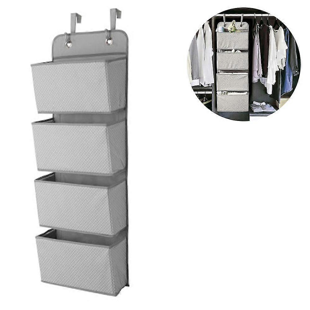 Hanging Organizer With 4 Pockets, Foldable Hanging Shelf With 2 Hooks