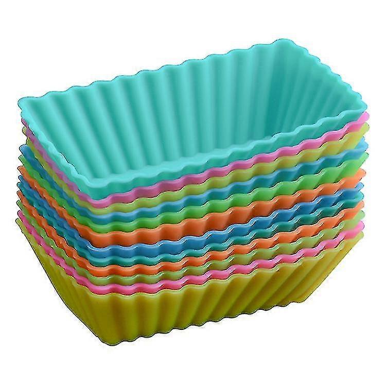 Farfi 12pcs Pastry Cup Impermeable Fine Workmanship Rectangular Silicone Jelly Cake Baking Cup For Bakery