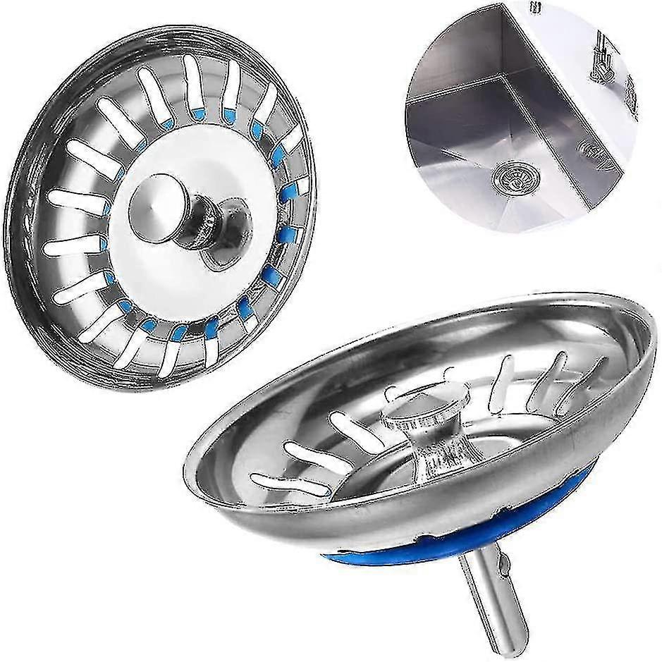 2 Pcs Sink Strainer Plug, Kitchen Sink Stopper 80mm Dual Function Basket Strainer Waste