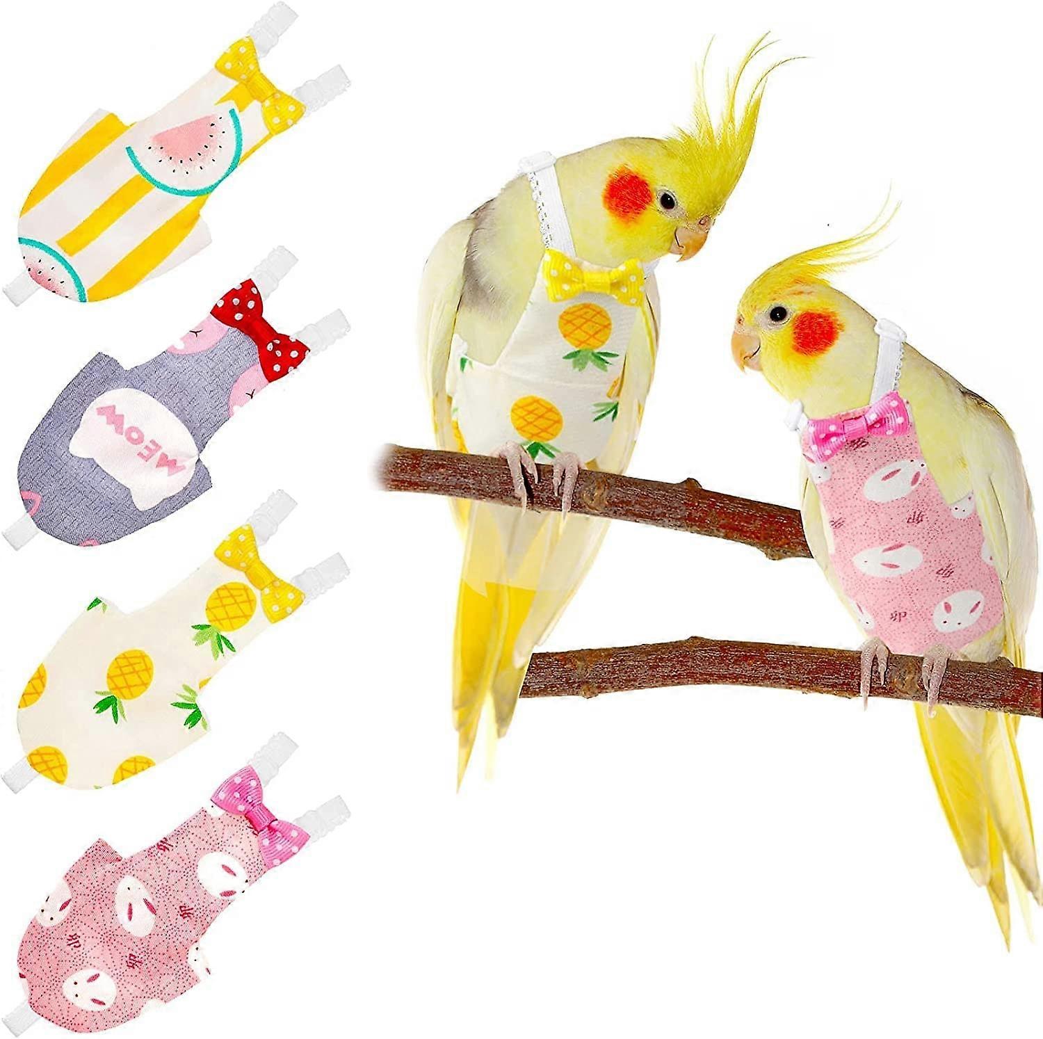 4 Pieces Bird Diapers, Flight Suite Liners, Washable Reusable Protective Parrot Nappy Clothes with Waterproof Inner Layer Cute Urine Wet Suit for Parr