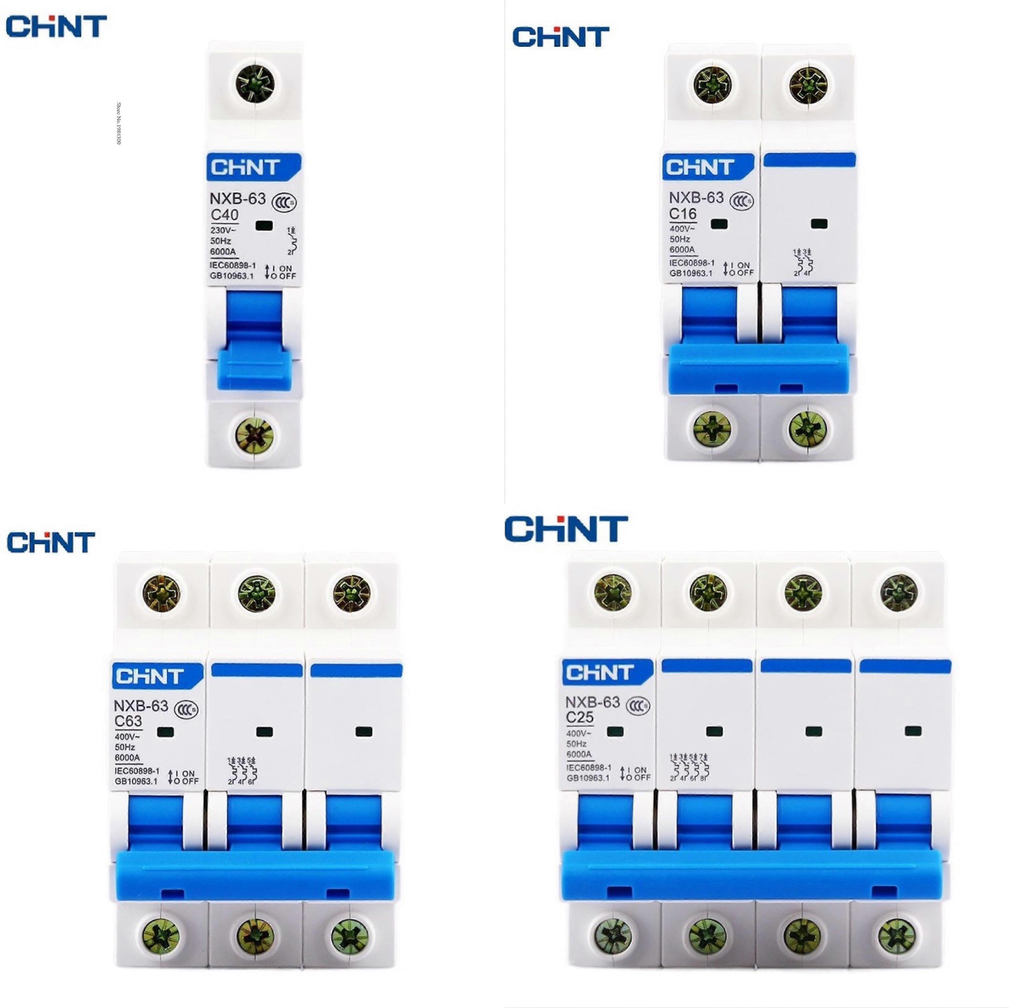 CHINT NXB-63 DZ30 DZ40 EPN DPN TPN 1P 2P 3P 4P AC 230 / 400V قاطع الدائرة MCB DIN السكك الحديدية تصاعد مصغرة مفتاح الهواء المنزلي