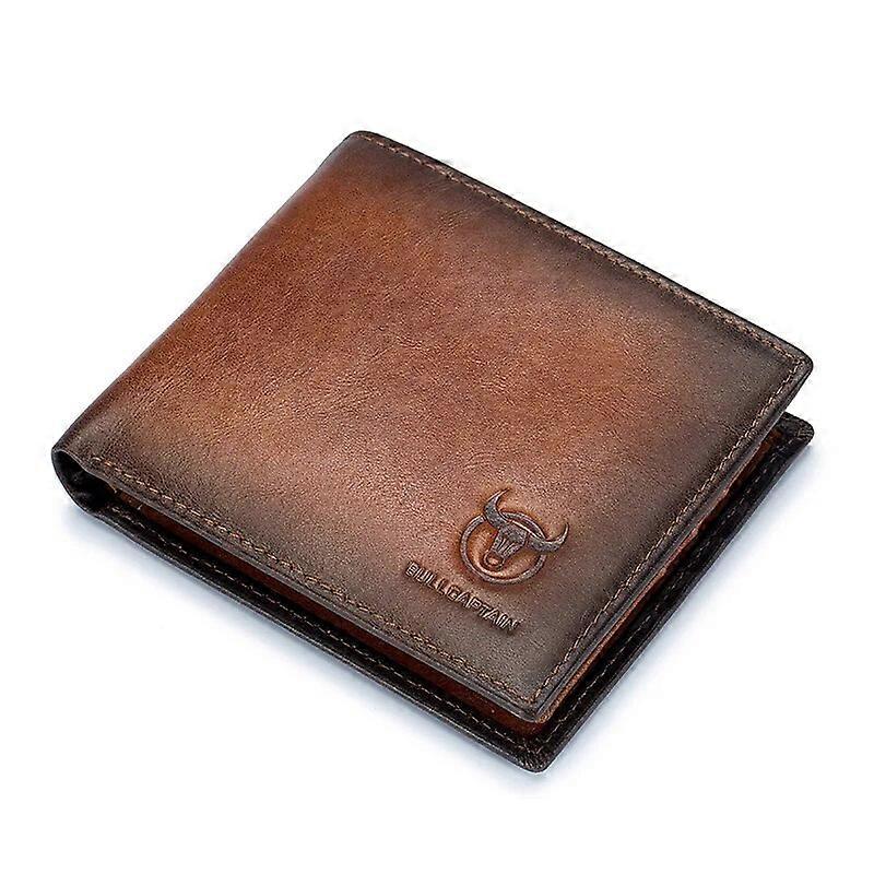 BULLCAPTAIN RFID Blocking Men's Leather Wallet Bifold Slim Wallet Multi-card Card Holder ID Wallet QB 05