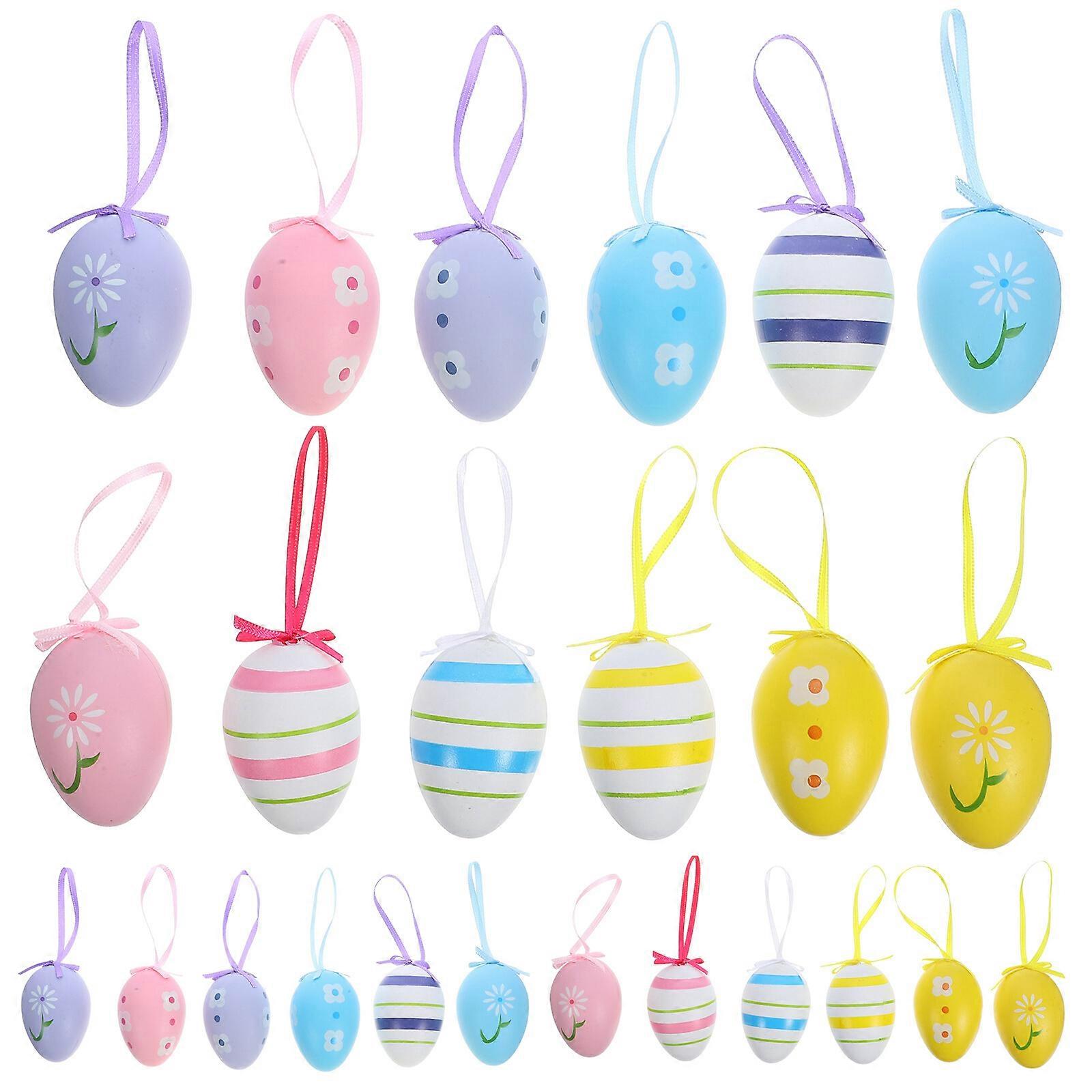 24pcs Easter Egg Hanging Ornaments Easter Egg Hanging Decoration Easter Tree Hanging Decorations