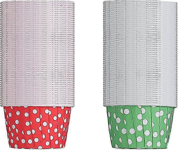 أكواب الآيس كريم الورقية أكواب الآيس كريم دي ، أوعية الحلوى المستديرة علاج أكواب للوازم الحفلات والحلوى محلية الصنع (200 قطعة ، أحمر ، أخضر)
