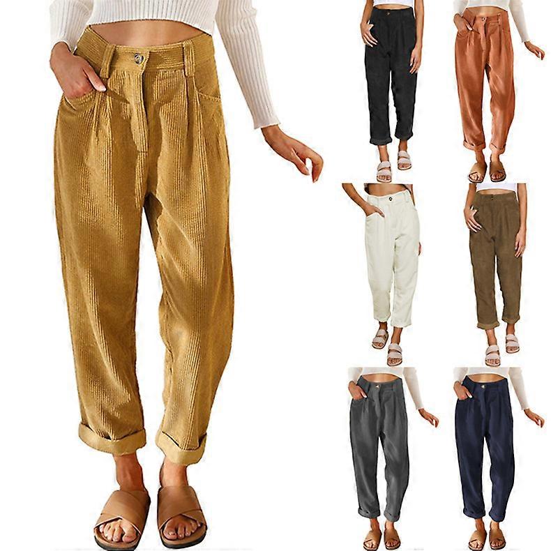 Women's High Waisted Straight Leg Corduroy Pants Trousers