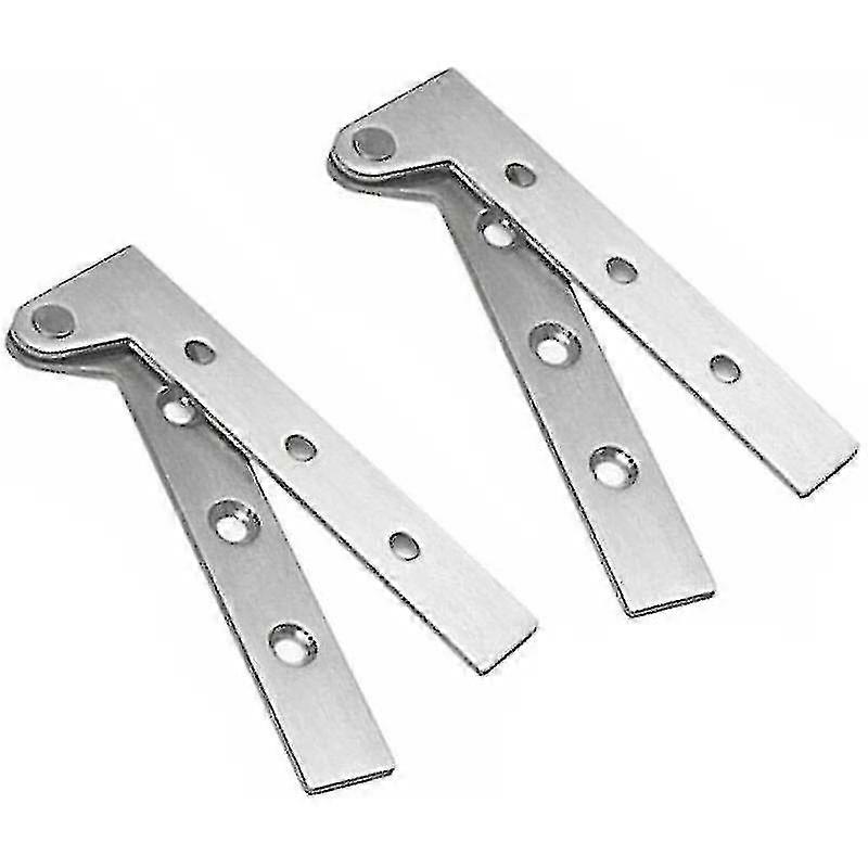 Set Of 2 Stainless Steel Hidden Door Pivot Hinges 360 Degree Rotation, 4 Inch Offset Knife Hinges, Concealed Pivot Hinge, Brushed Silver, Carivent