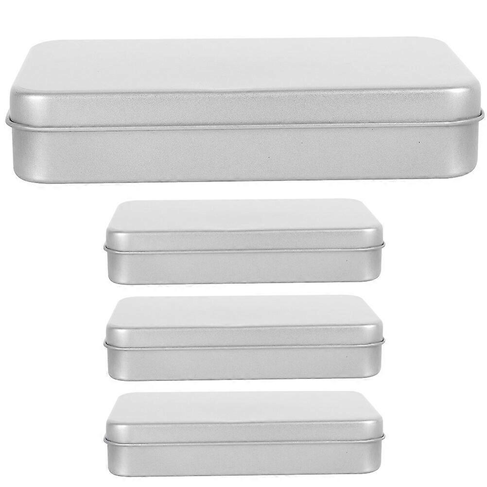 4Pcs Small Tin Box Metal Tins Container Rectangular Tins Box Portable Box Containers