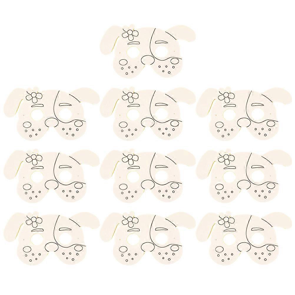 10PCS DIY White Embryo Paper Mask Funny DIY Colored Drawing Dog Mask Creative DIY Color Filling Paintings Mold DIY Blank Drawing Paper Mask DIY Graffi