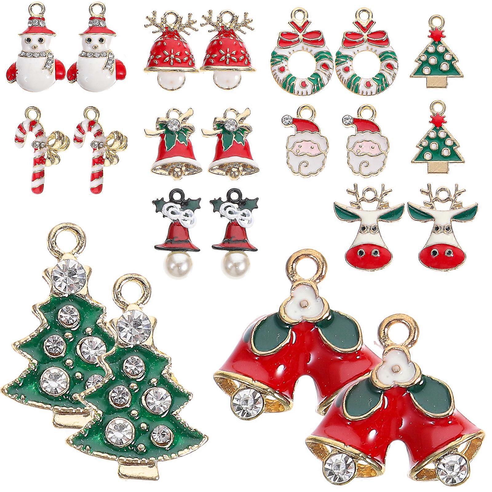 24 pezzi Bling Accessori Lipgloss Set Gioielli Making Pendenti Perline in lega Gioielli Making Alloy Christmas Theme Charms