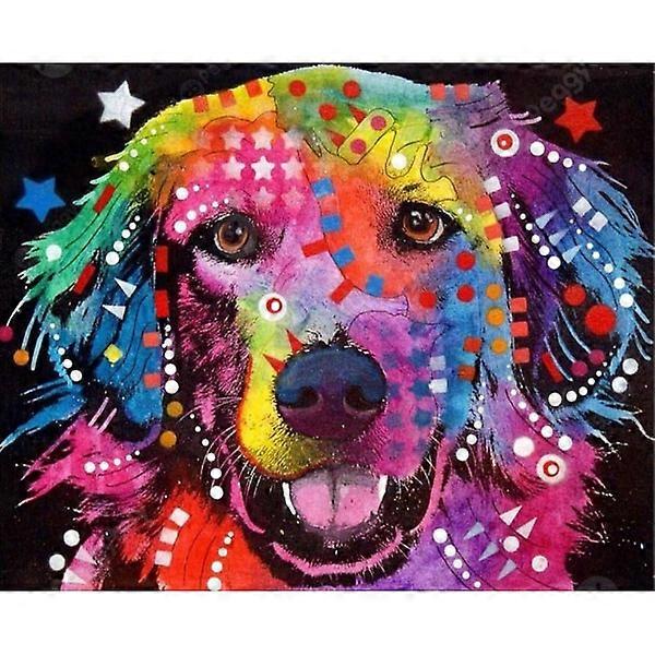 Pintura de diamantes-Perro multicolor