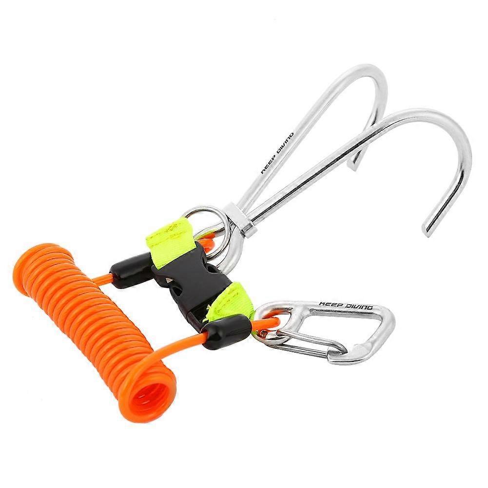 Diving Reef Hook, Stainless Steel Safety Double Hook Scuba Drift Diving Accessory with D-Ring
