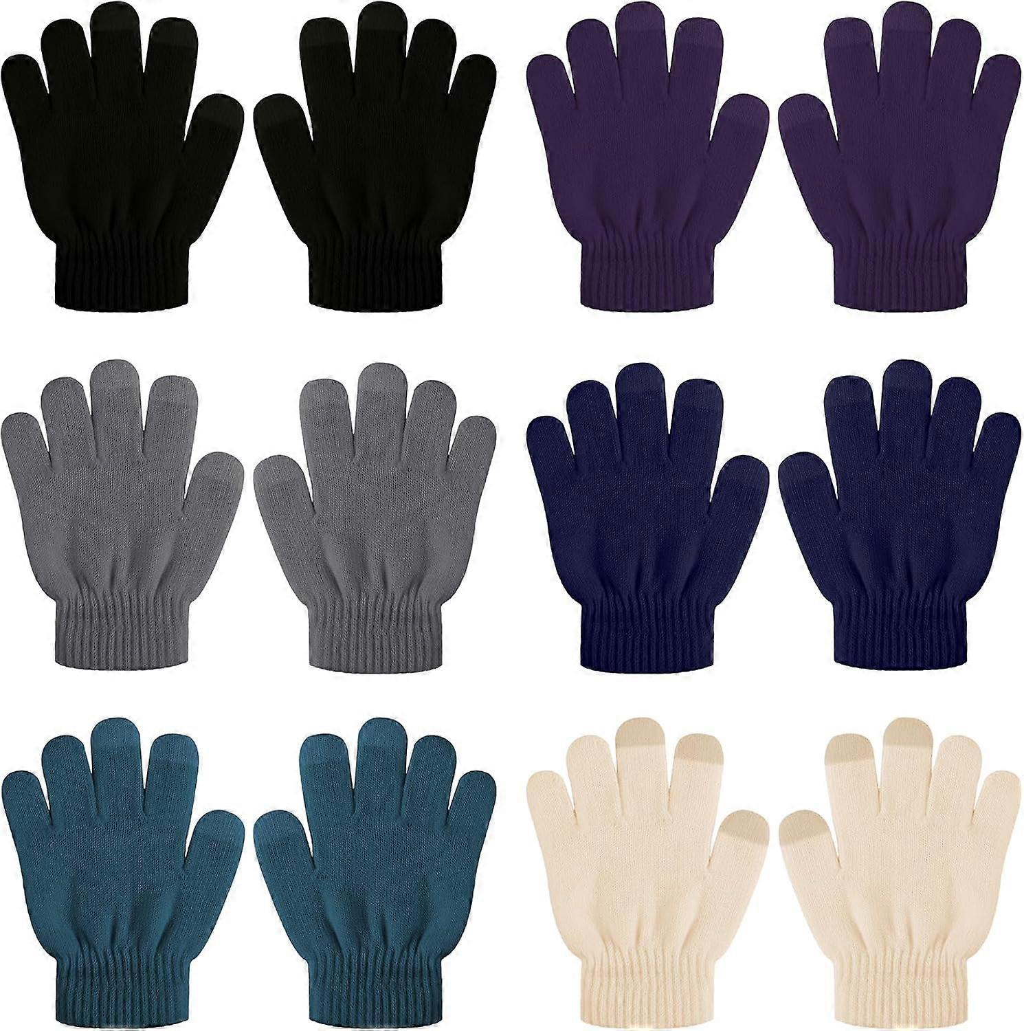 3 Pairs Kids Knitted Warm Mittens Kids Fleece Gloves Stylish colour