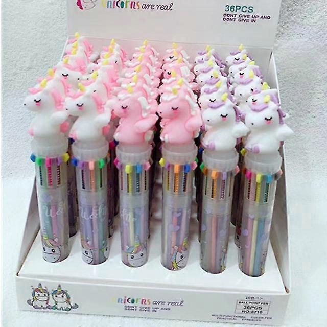 2pcs χαριτωμένο μονόκερος δύναμη 10 χρώμα μπλοκ ballpoint στυλ Kawaii Rollerball σχολείο γραφείο προμήθειες δώρο χαρτικά